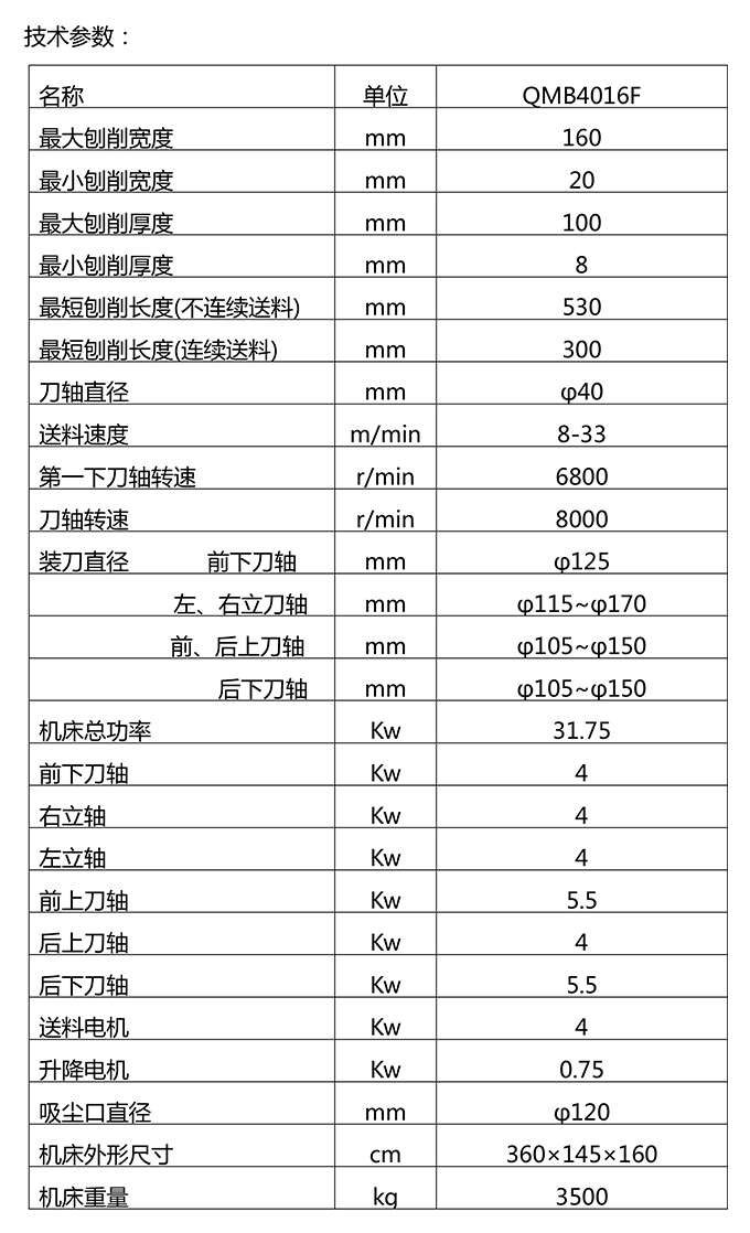 QMB4016F 四面木工刨床